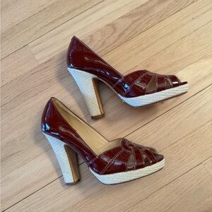 Cole Han Collection Nike Air  size 6.5. Burgundy patent leather. 4”heel